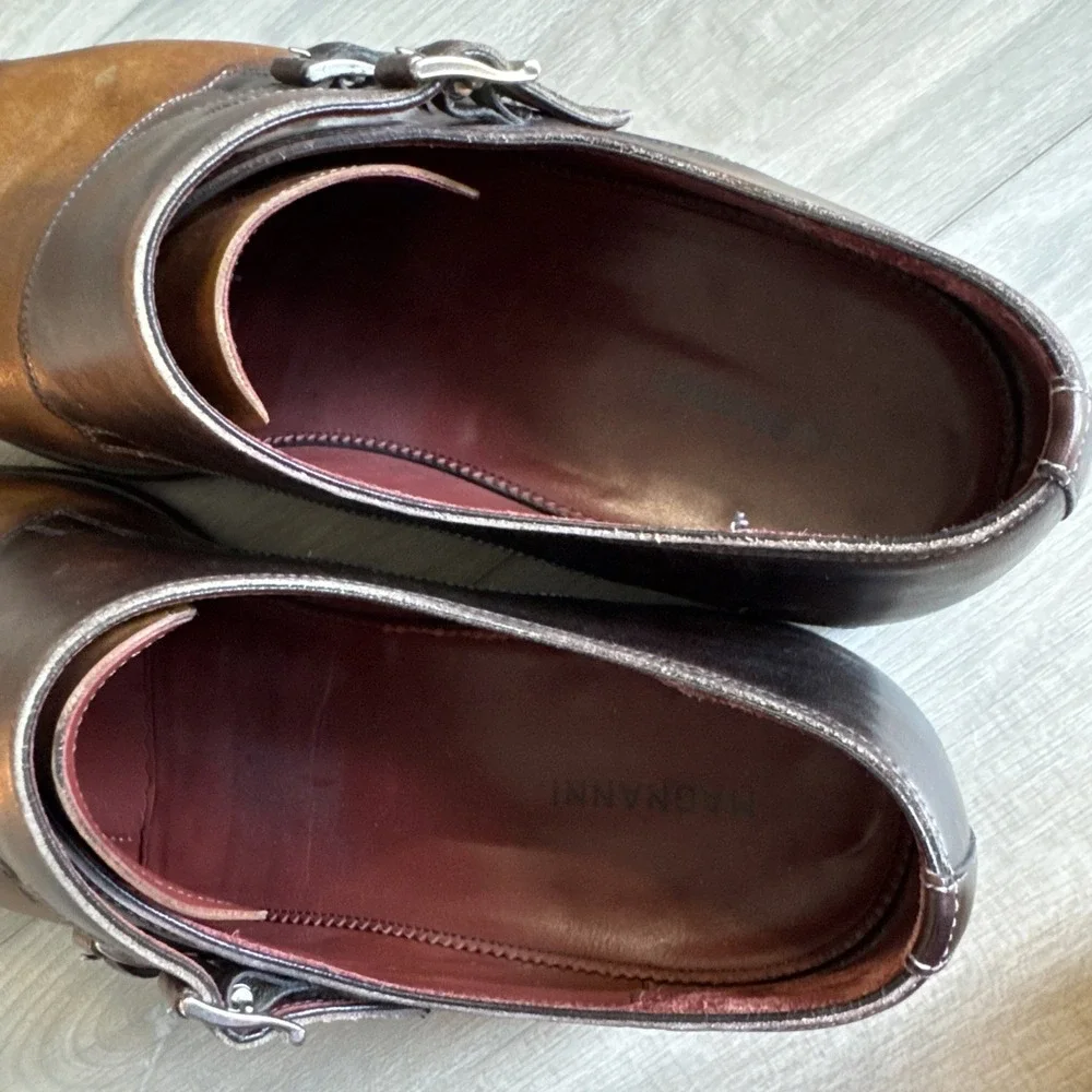 Magnanni Men's Ondara Double-Monk Two-Tone Brown Leather Shoes Size 12 Spain